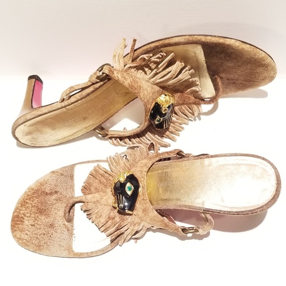 So Rare! ⭐️ Emmanuel Ungaro Suede Fringe Thong Sandals - Picture 2 of 6